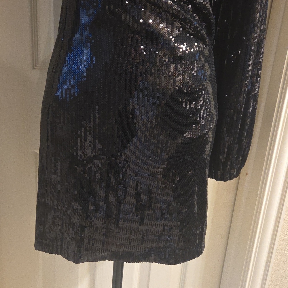One-Shoulder Black Sequin Dress NWT - Picture 7 of 16